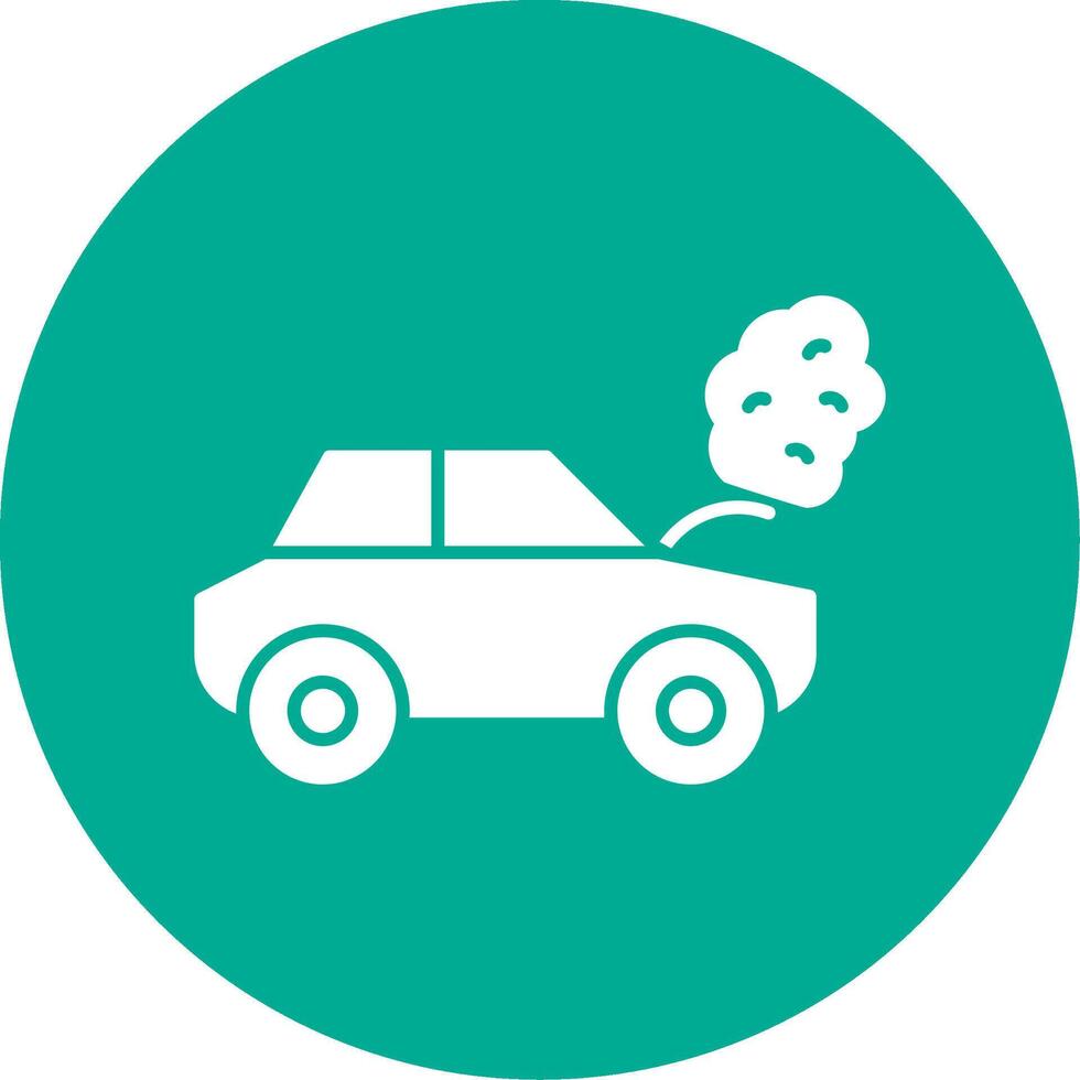 Broken Car Glyph Circle Icon vector