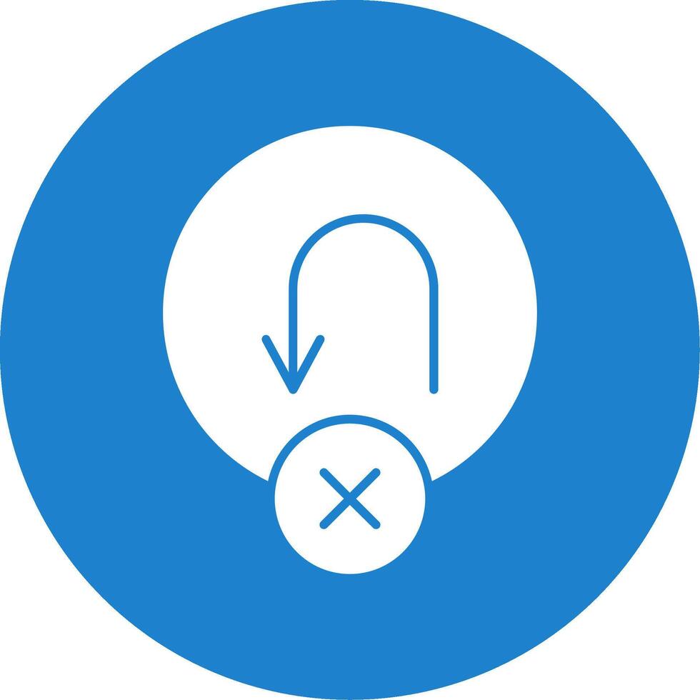 No U Turn Glyph Circle Icon vector