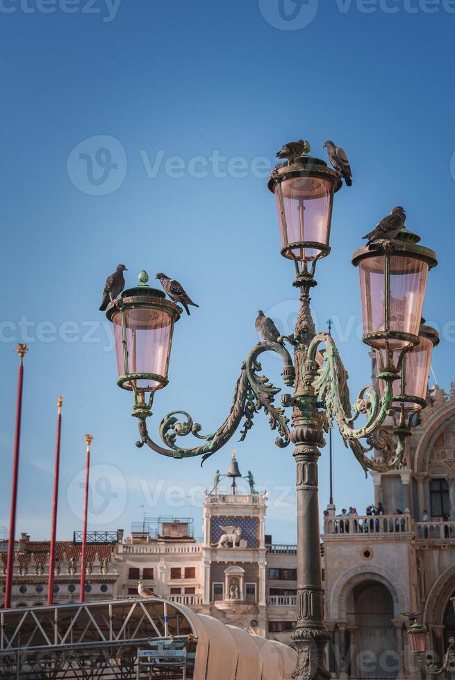 Beautiful Venetian Bridge with Lamp Post in Summertime - Architecture and Travel Collection photo