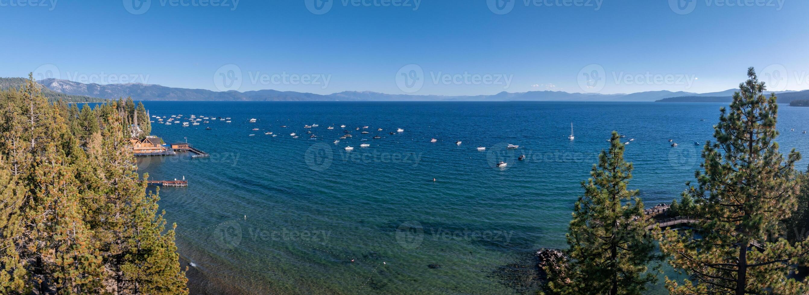 Beautiful aerial view of the Tahoe lake from above in California, USA. photo