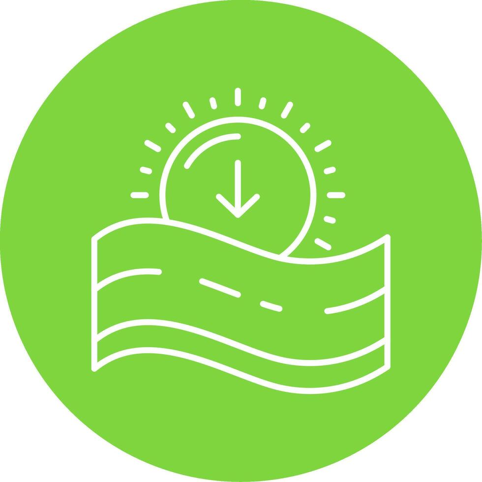 Sunset Linear Circle Multicolor Design Icon vector