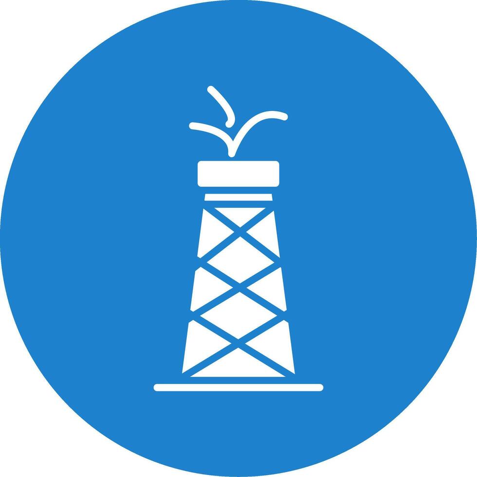 petróleo torre glifo circulo icono vector