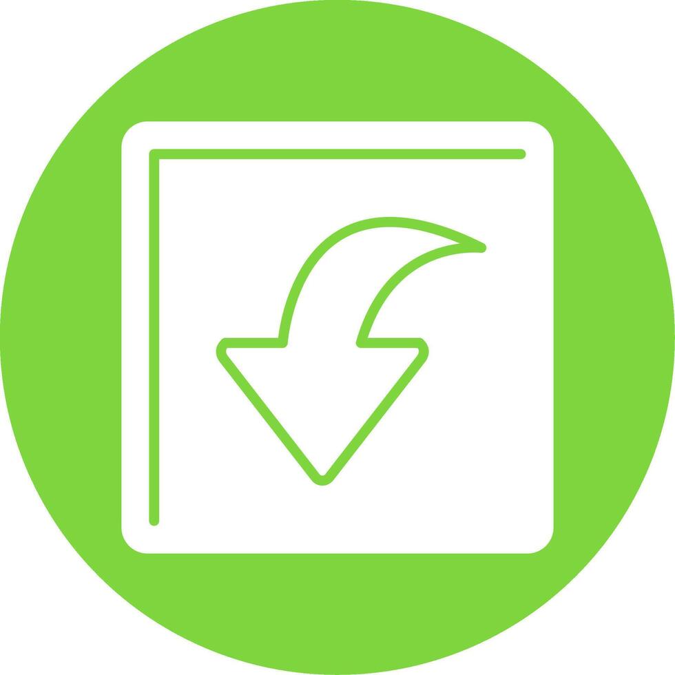 Curved Down Glyph Circle Icon vector