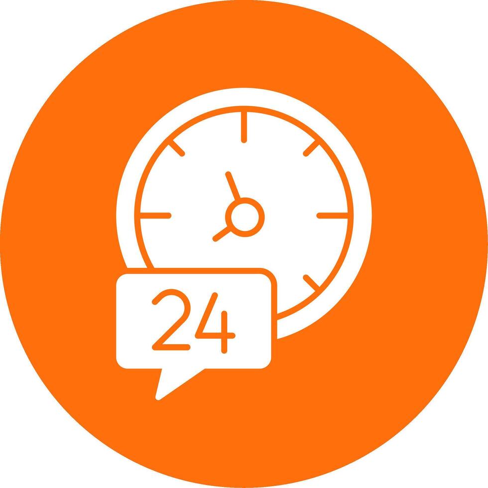 24 Hours Glyph Circle Icon vector