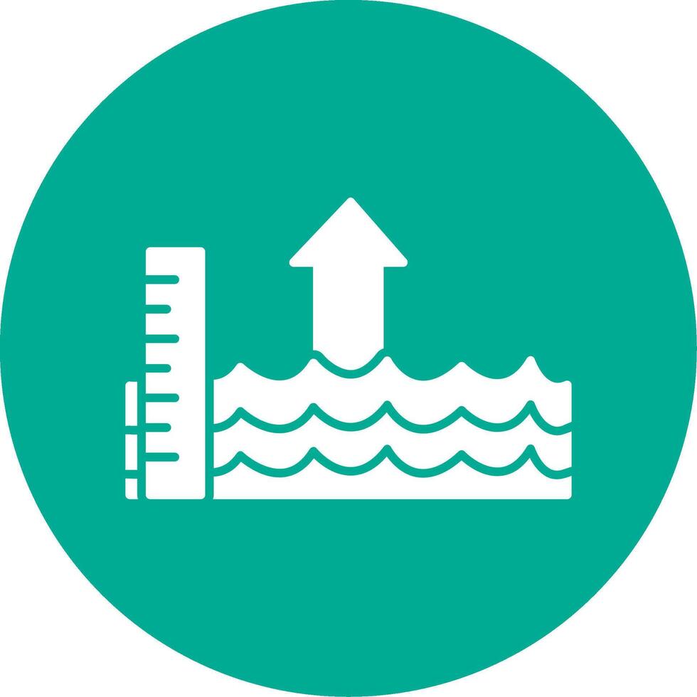 Sea Level Rise Glyph Circle Icon vector