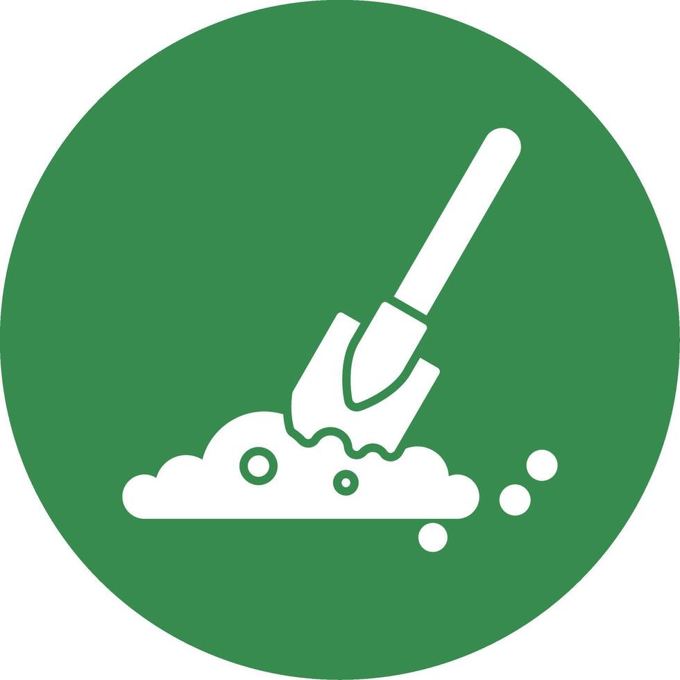 Shovel In Soil Glyph Circle Icon vector