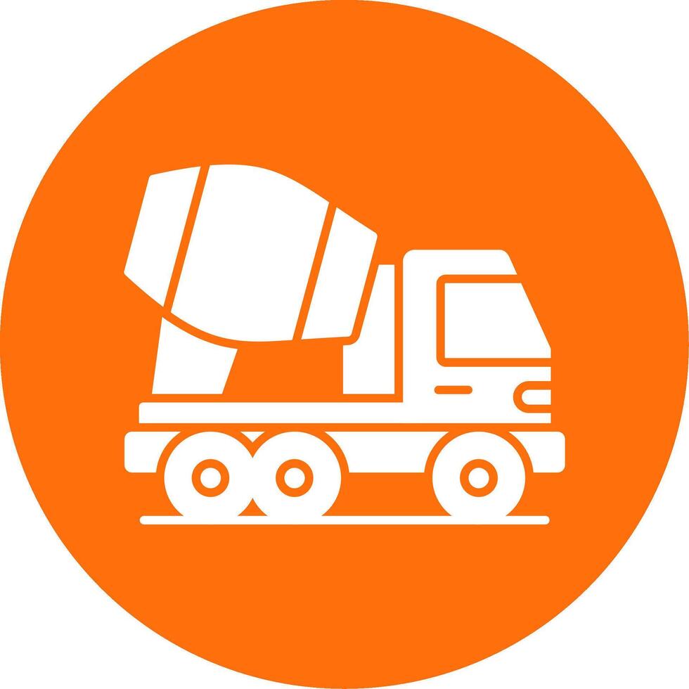 Concrete Mixer Truck Glyph Circle Icon vector