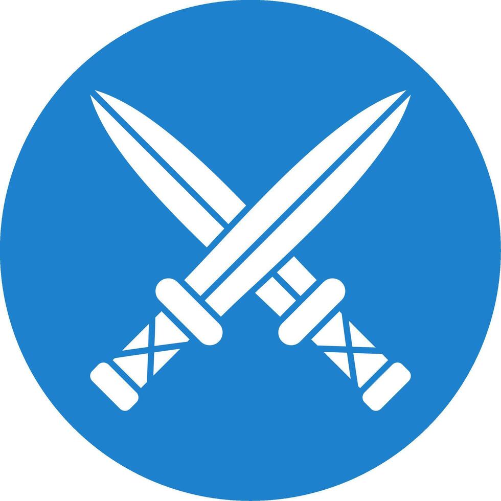 Two Swords Glyph Circle Icon vector