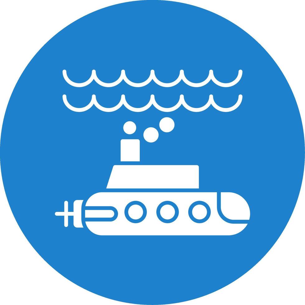 Submarine Glyph Circle Icon vector