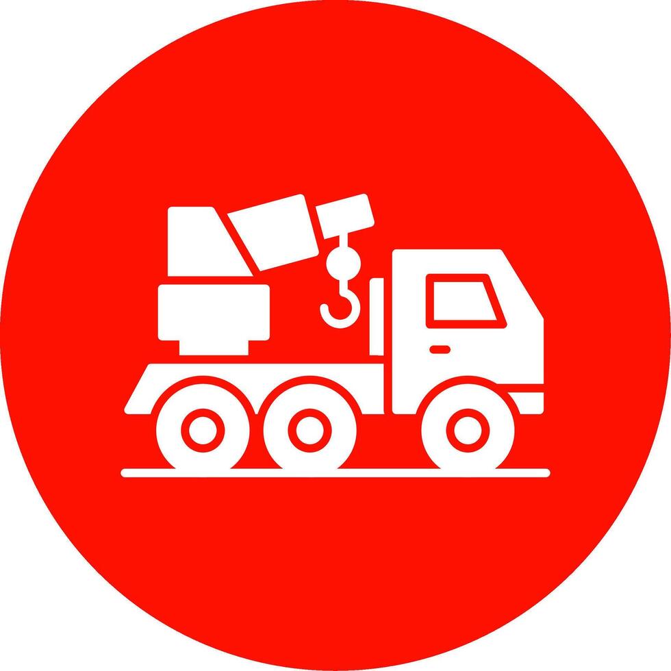 grua camión glifo circulo icono vector