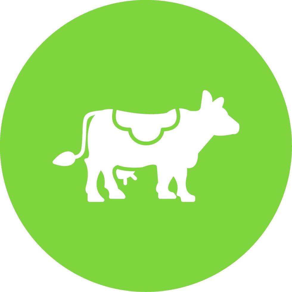 Cow Glyph Circle Icon vector