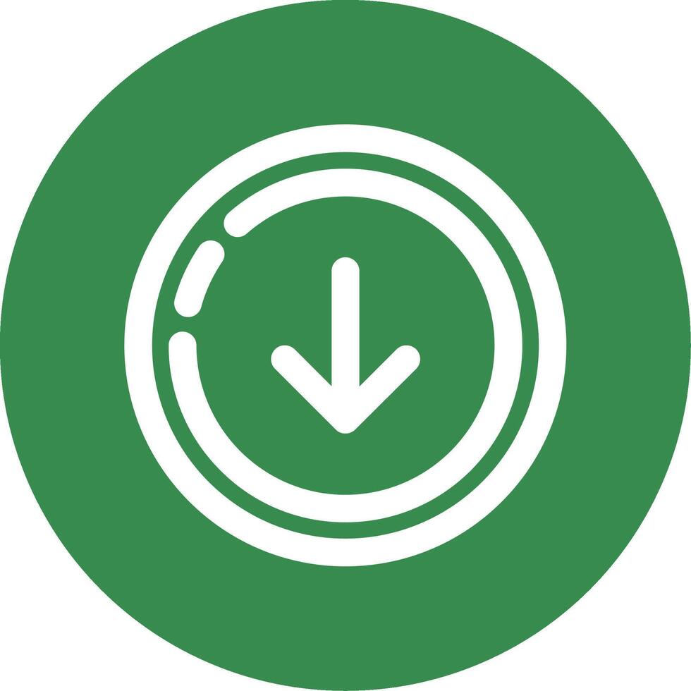 Down Linear Circle Multicolor Design Icon vector