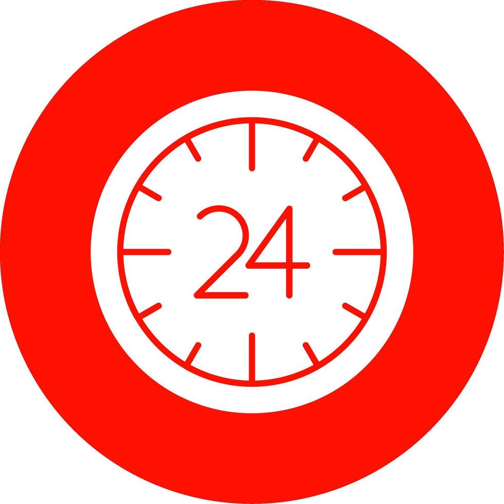 24 Hours Glyph Circle Icon vector