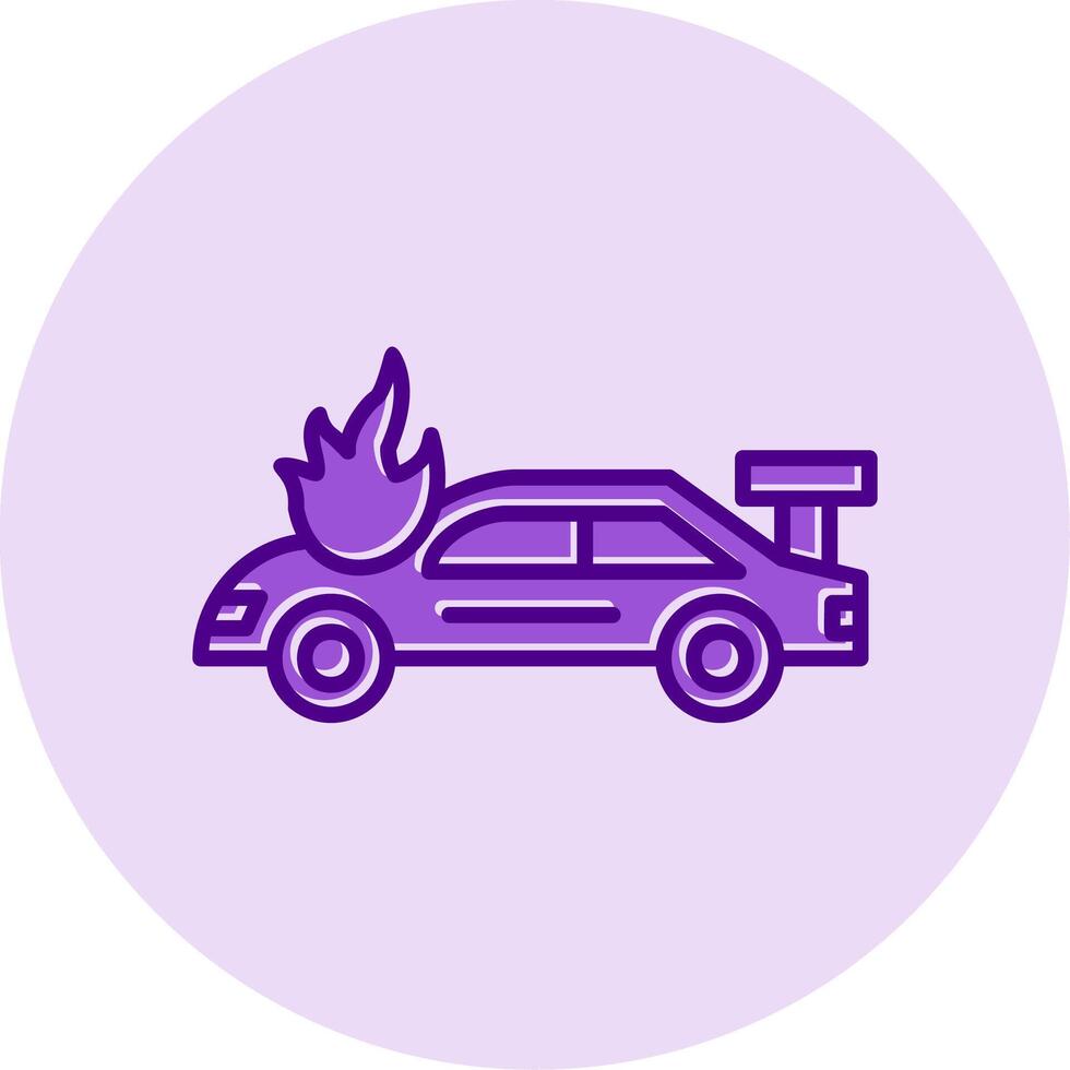 Accident Car In Fire Vector Icon