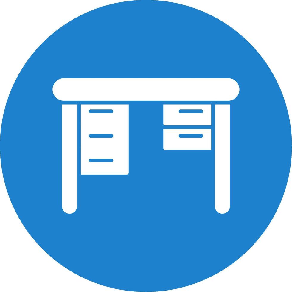 Office Desk Glyph Circle Icon vector