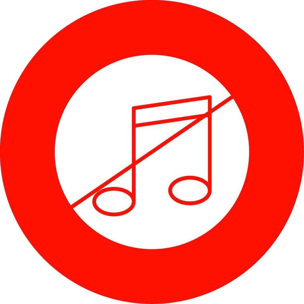 No Music Glyph Circle Icon vector