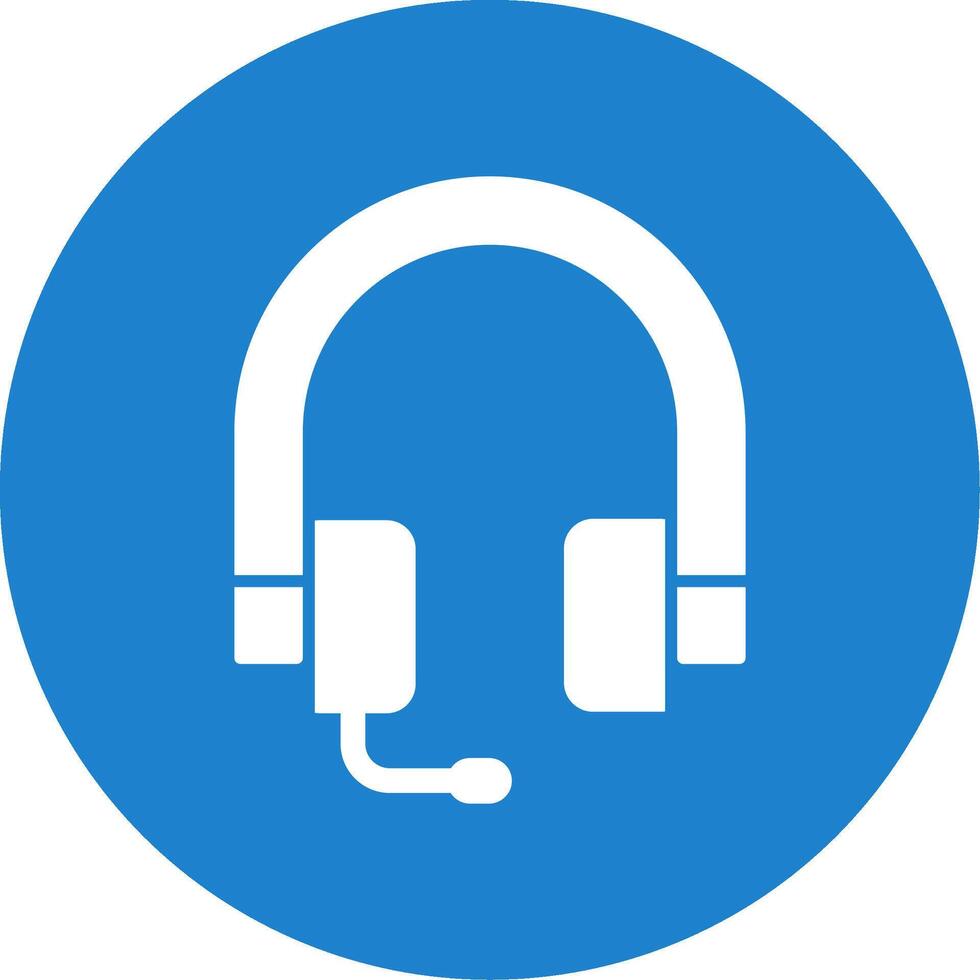 Headphones Glyph Circle Icon vector