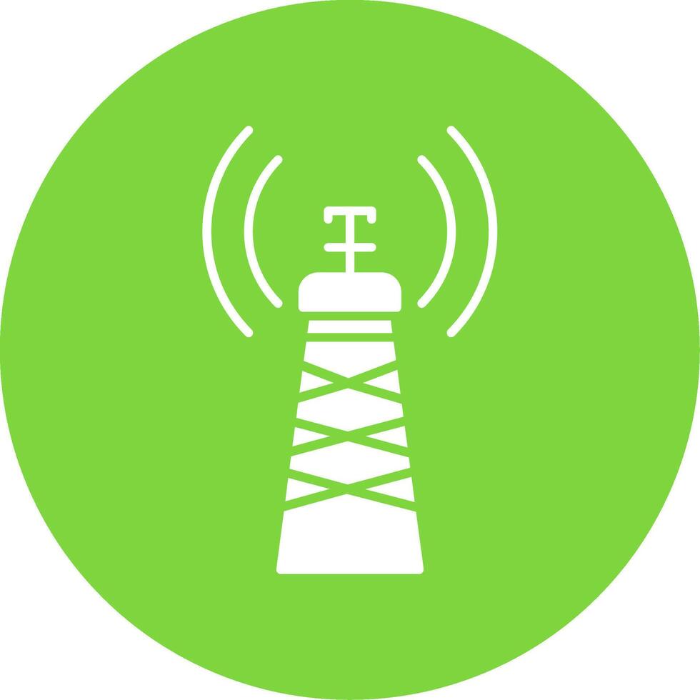 Signal Tower Glyph Circle Icon vector