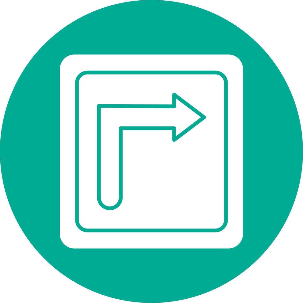 Turn Right Glyph Circle Icon vector