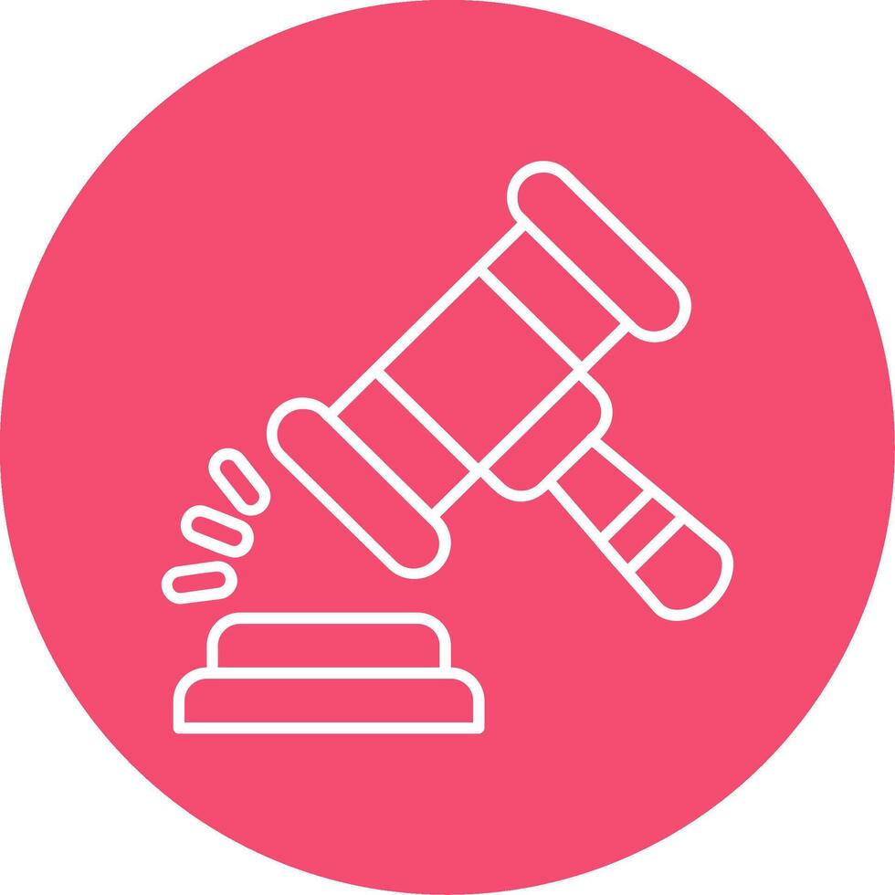 Gavel Linear Circle Multicolor Design Icon vector