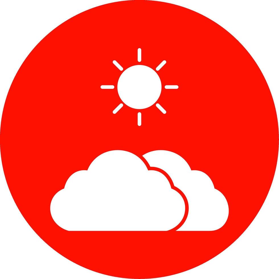 Clouds And Sun Glyph Circle Icon vector