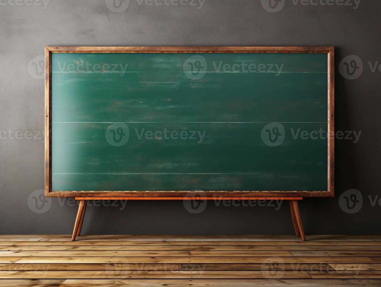 AI generated Empty wooden chalkboard on the wall Education concept with copy space photo