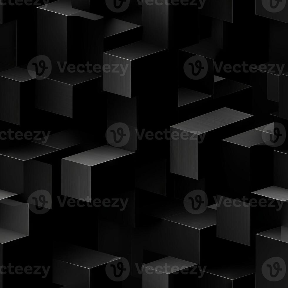 AI generated Dark black Geometric grid background Modern dark abstract texture seamless pattern photo