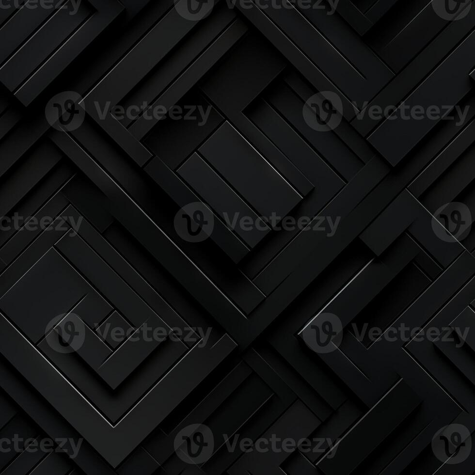 AI generated Dark black Geometric grid background Modern dark abstract texture seamless pattern photo