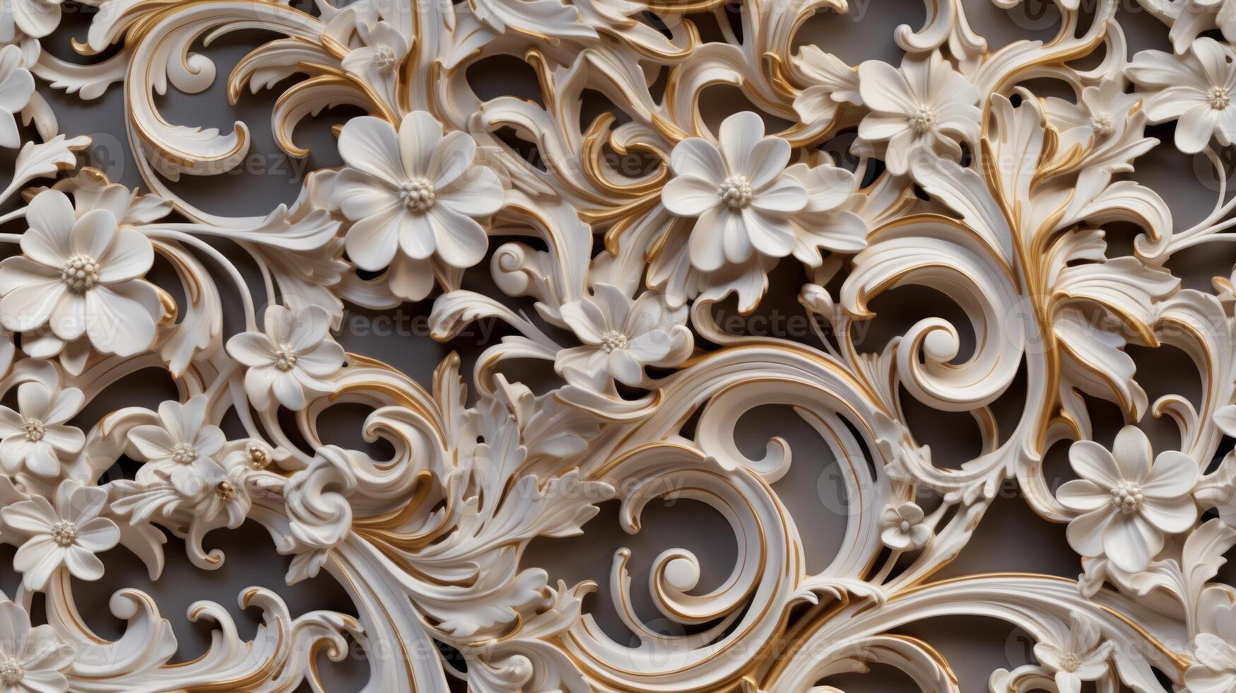 AI generated Seamless pattern Royal vintage Victorian Gothic background Rococo venzel and whorl photo
