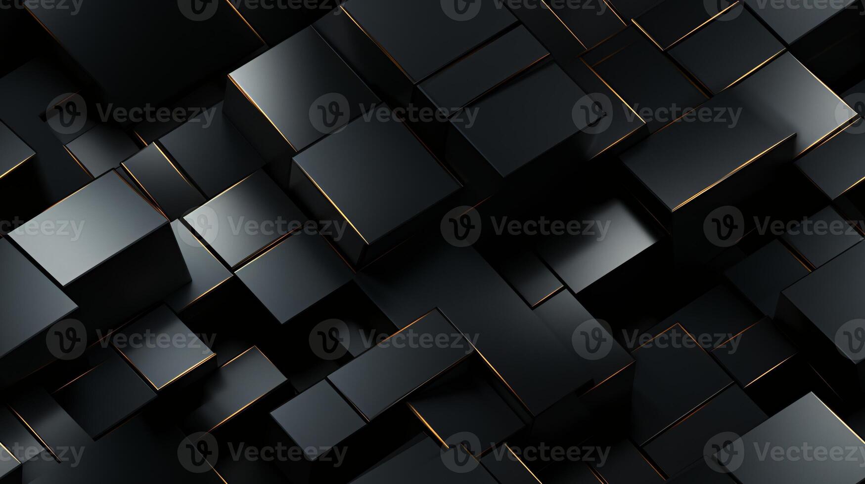 AI generated Dark black mosaic background with golden lines Art Deco luxury style texture photo