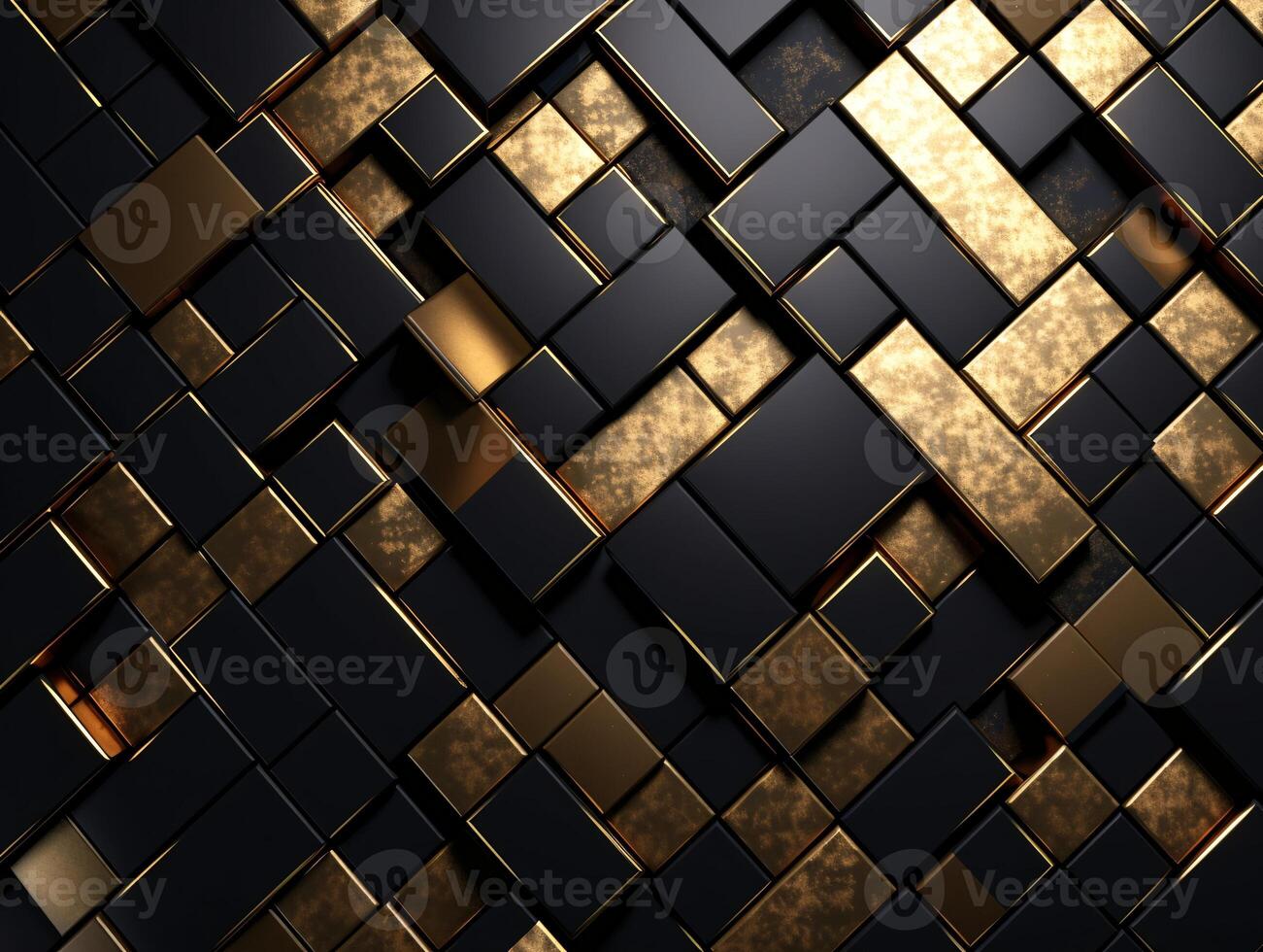 AI generated Dark black mosaic background with golden lines Art Deco luxury style texture photo