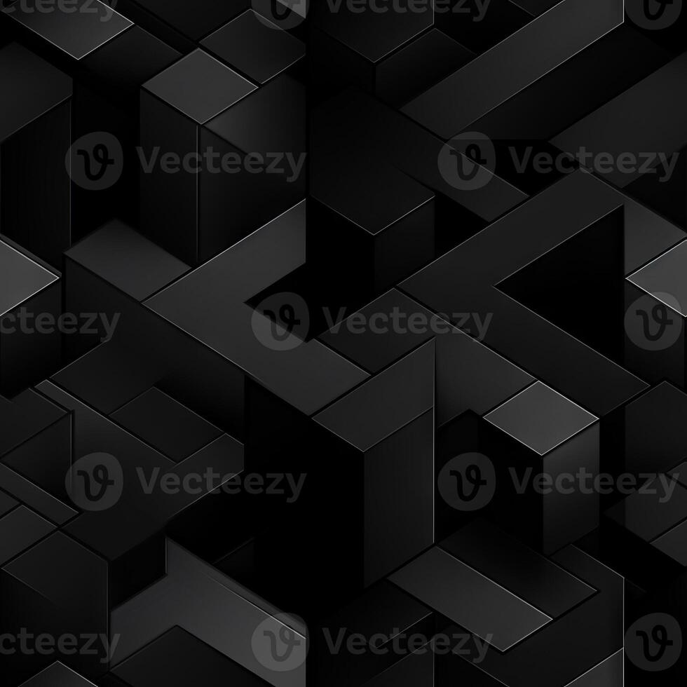 AI generated Dark black Geometric grid background Modern dark abstract texture seamless pattern photo