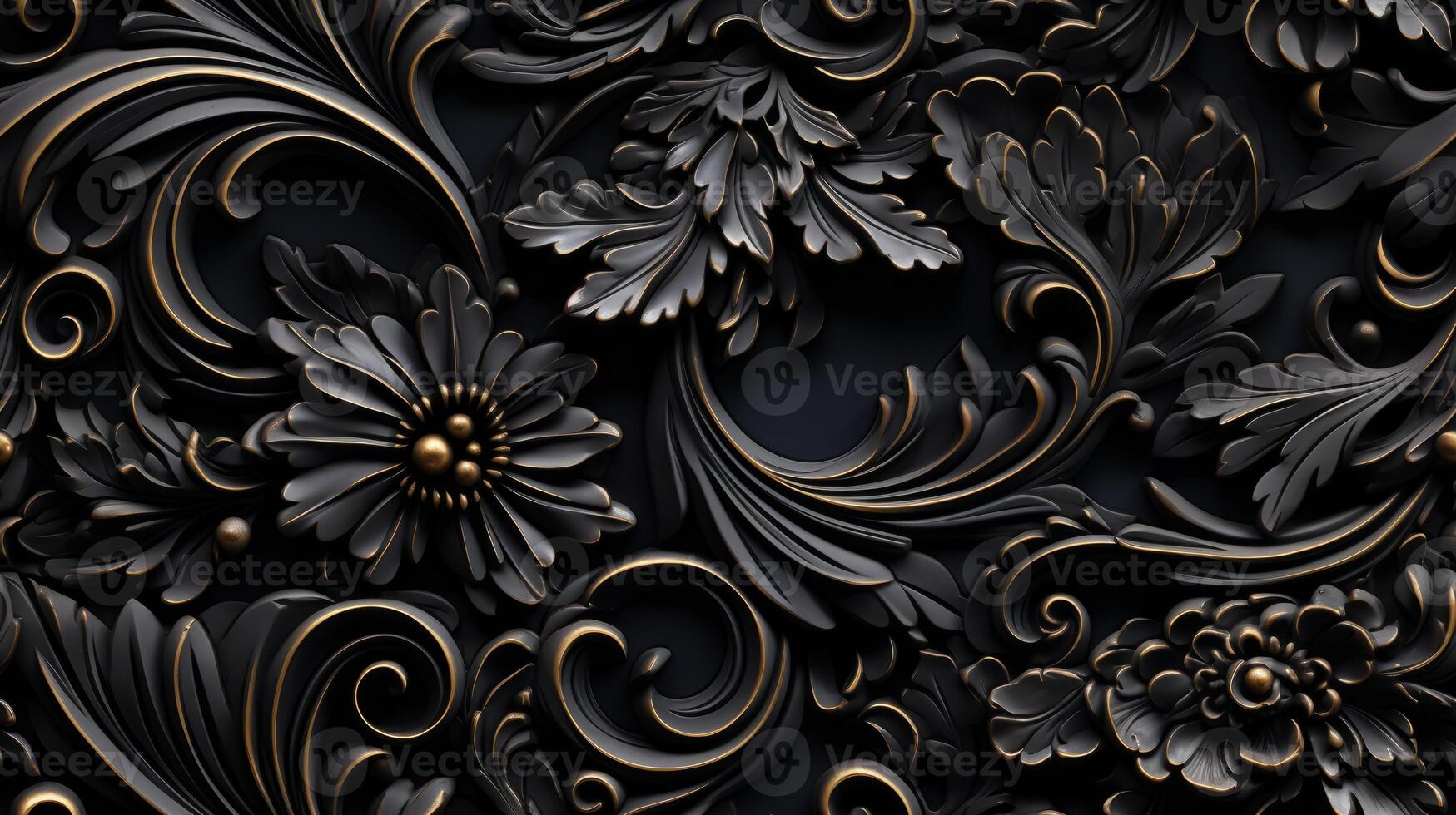 AI generated Seamless pattern Royal vintage Victorian Gothic background Rococo venzel and whorl photo