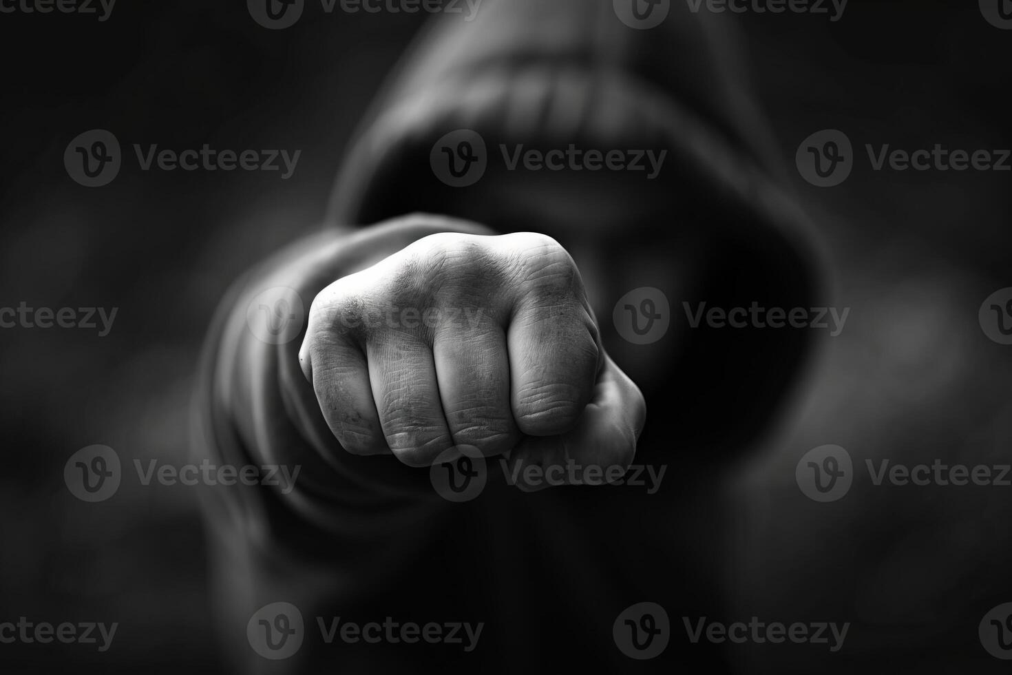Close-up of a man's fist with black and white tones photo
