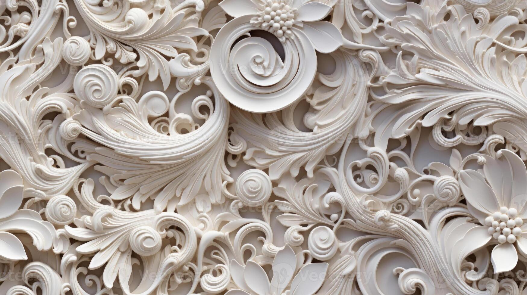AI generated Seamless pattern Royal vintage Victorian Gothic background Rococo venzel and whorl photo
