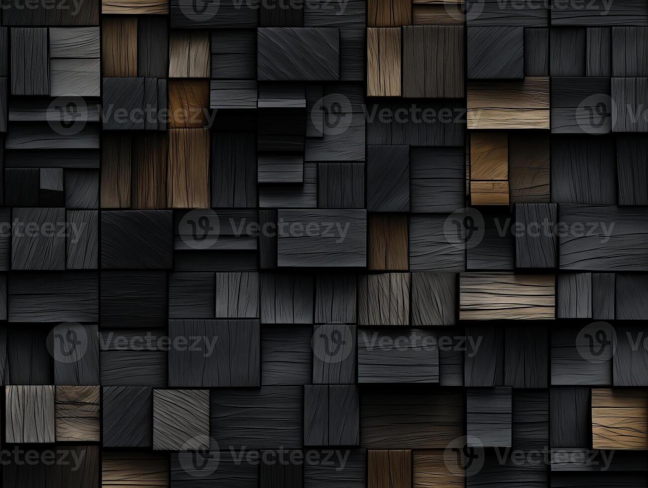 AI generated Dark black wooden Geometric grid background Modern dark abstract texture seamless pattern photo