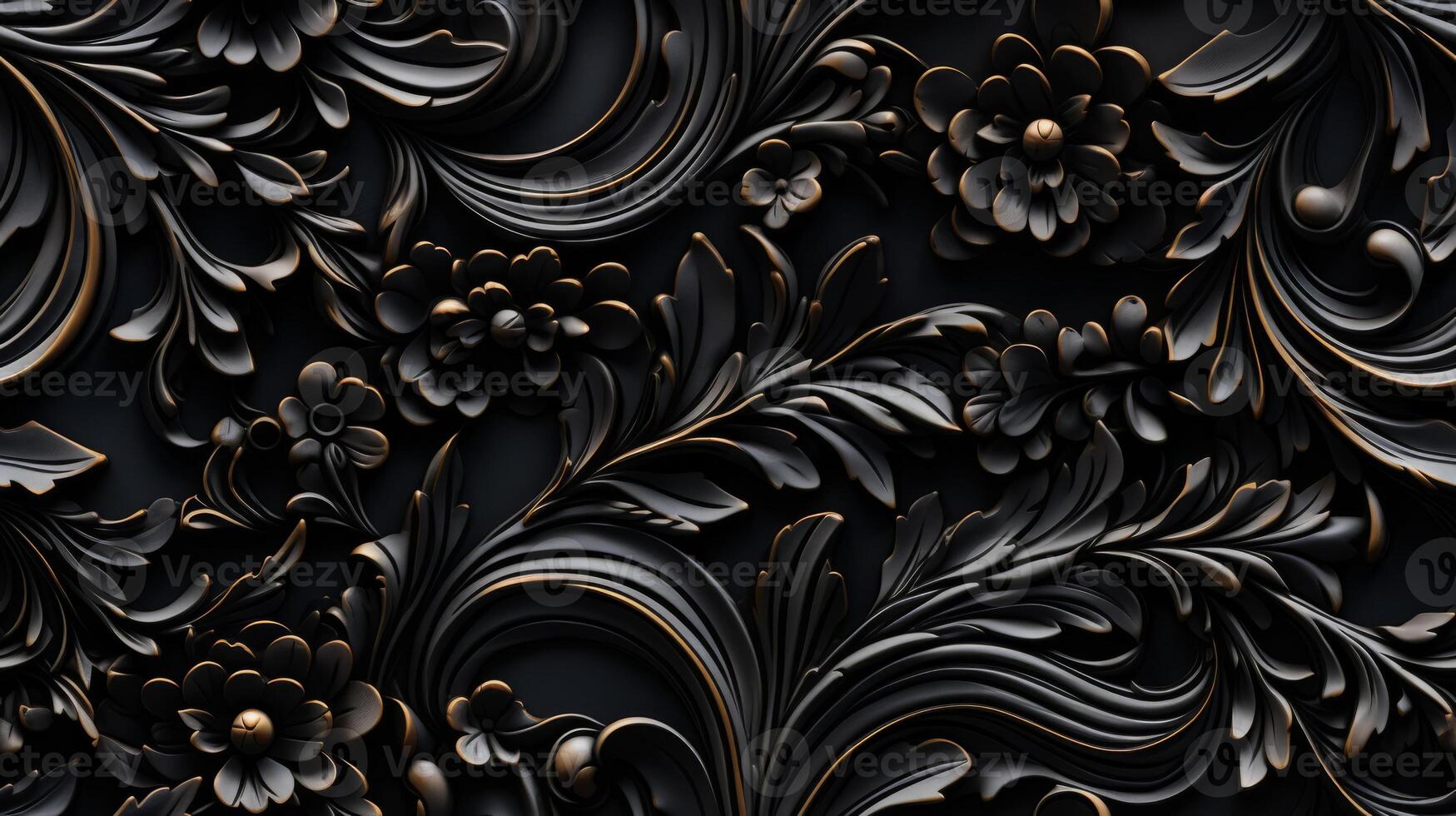 AI generated Seamless pattern Royal vintage Victorian Gothic background Rococo venzel and whorl photo