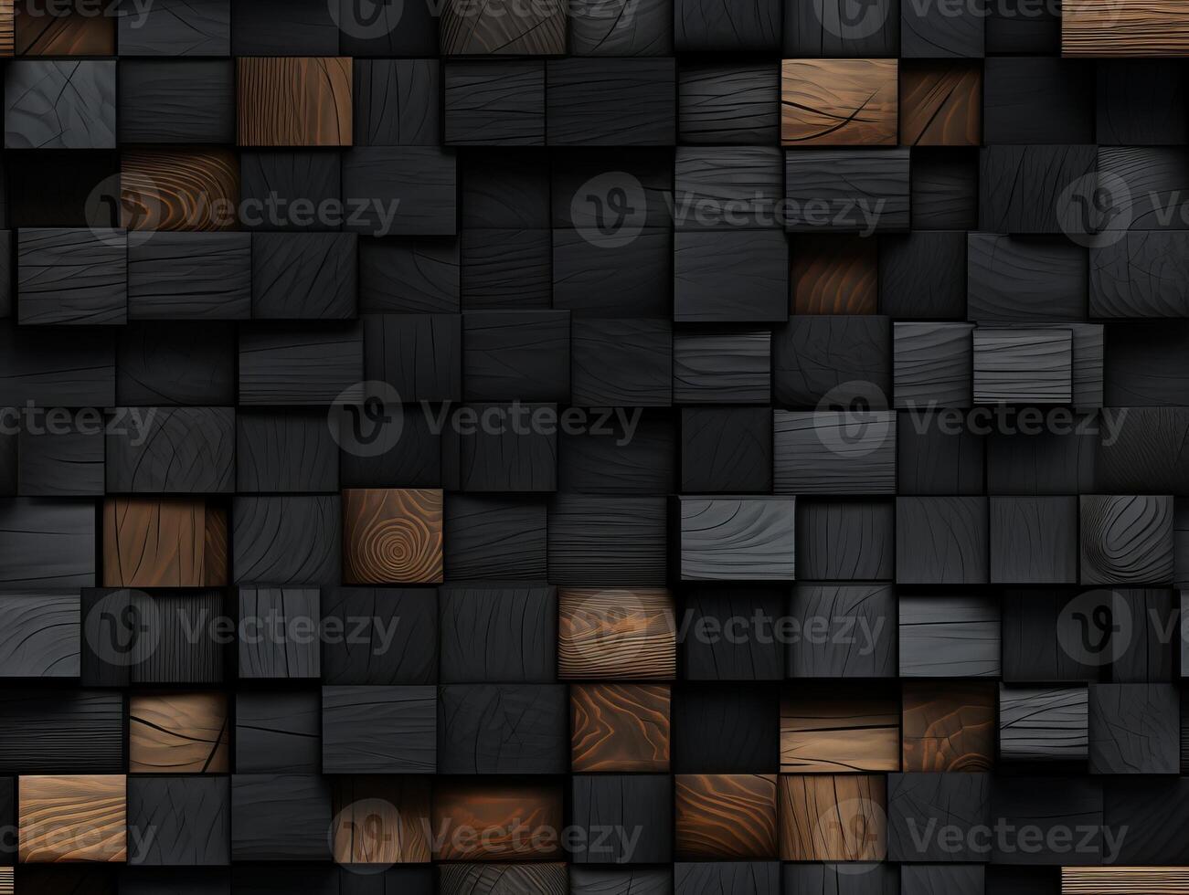 AI generated Dark black wooden Geometric grid background Modern dark abstract texture seamless pattern photo