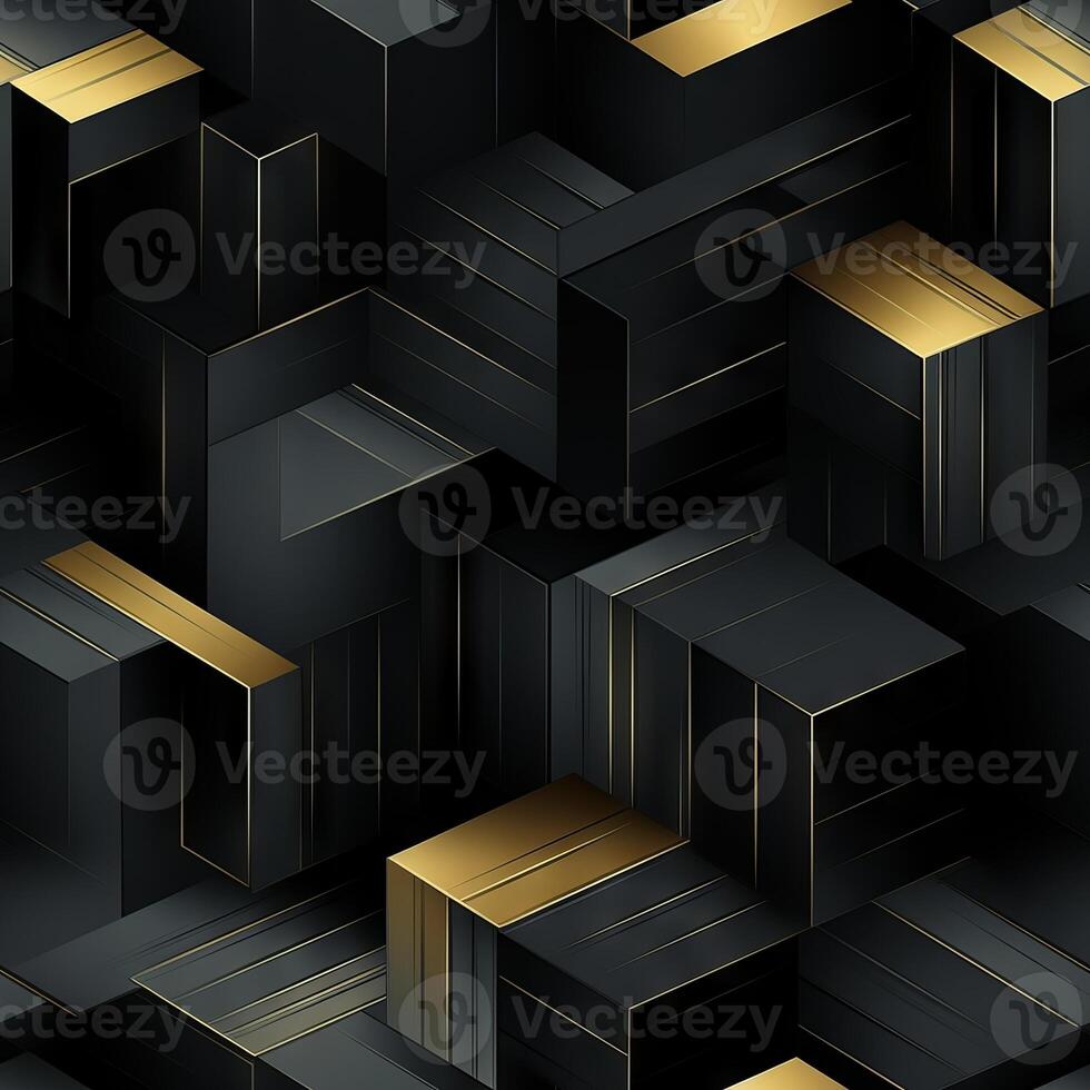 AI generated Dark black Geometric grid background Modern dark abstract texture seamless pattern photo