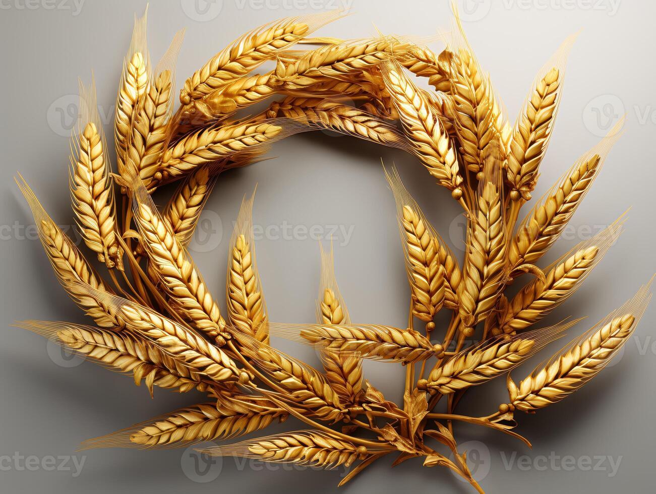 AI generated Beautiful golden and white feathers on a white background. photo