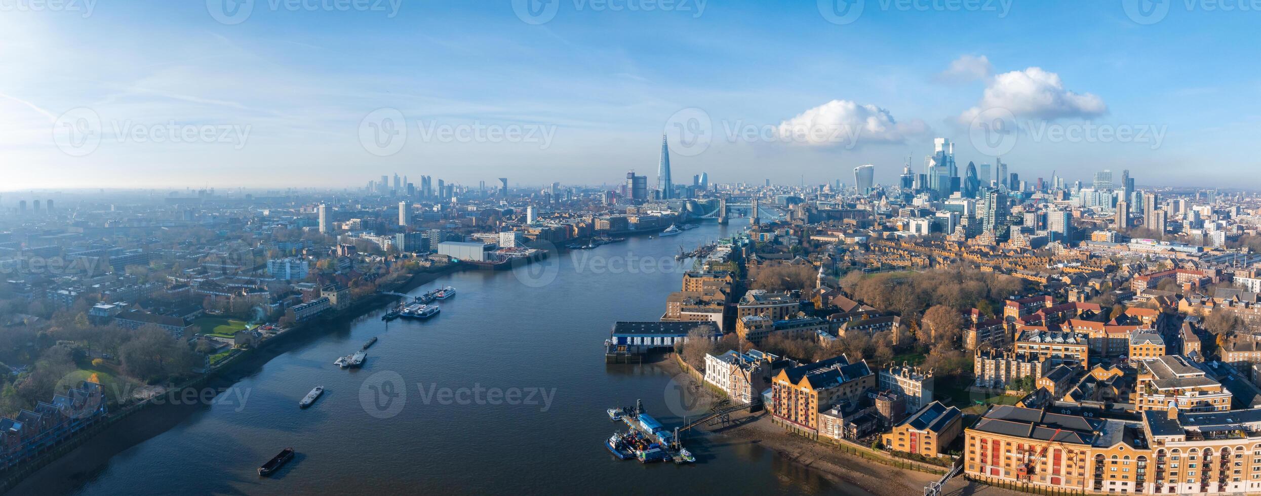 Aerial view of the Iconic Tower Bridge connecting Londong with Southwark photo