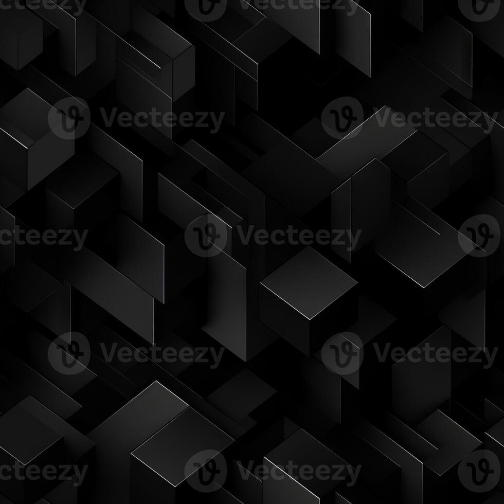 AI generated Dark black Geometric grid background Modern dark abstract texture seamless pattern photo