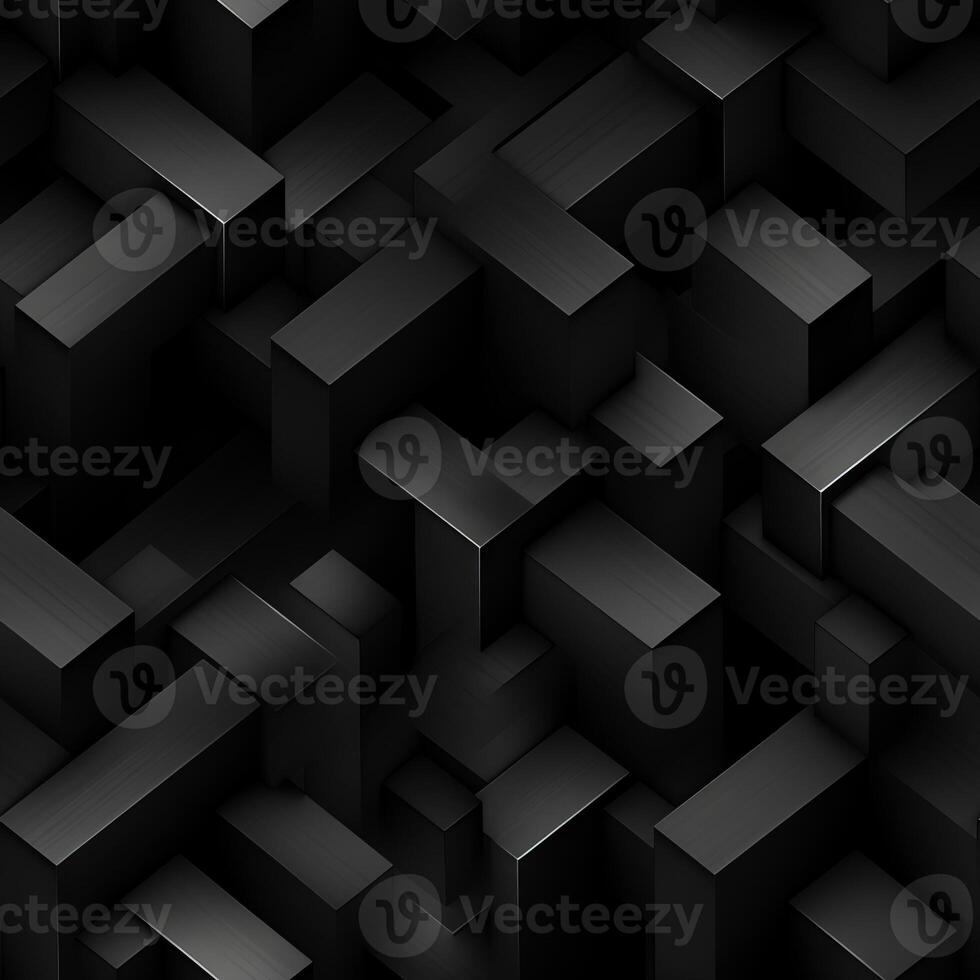 AI generated Dark black Geometric grid background Modern dark abstract texture seamless pattern photo