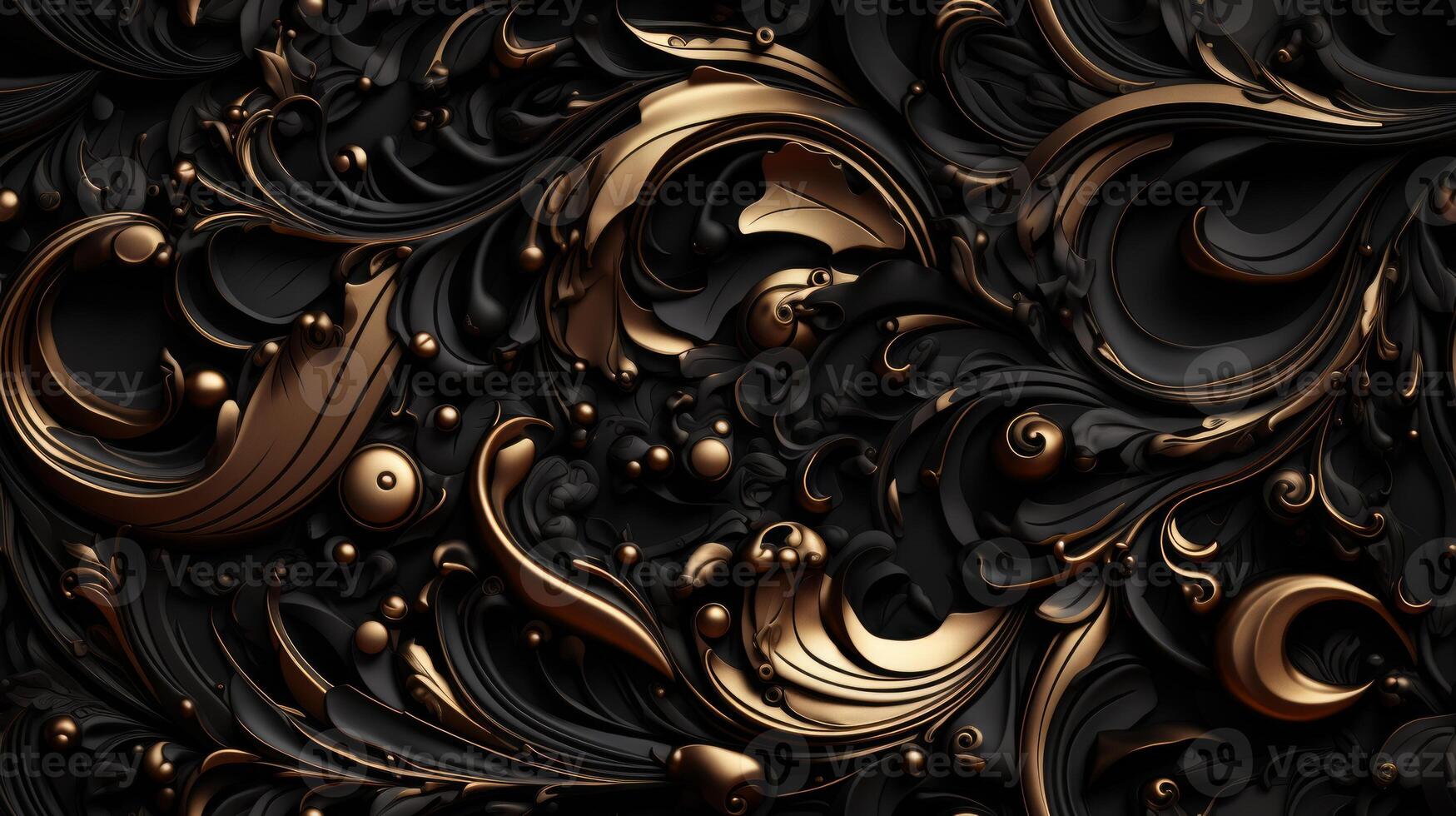 AI generated Seamless pattern Royal vintage Victorian Gothic background Rococo venzel and whorl photo