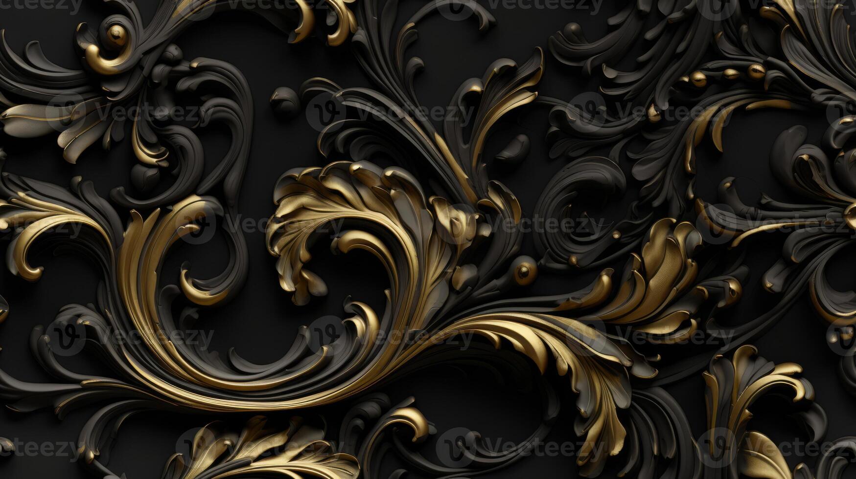 AI generated Seamless pattern Royal vintage Victorian Gothic background Rococo venzel and whorl photo