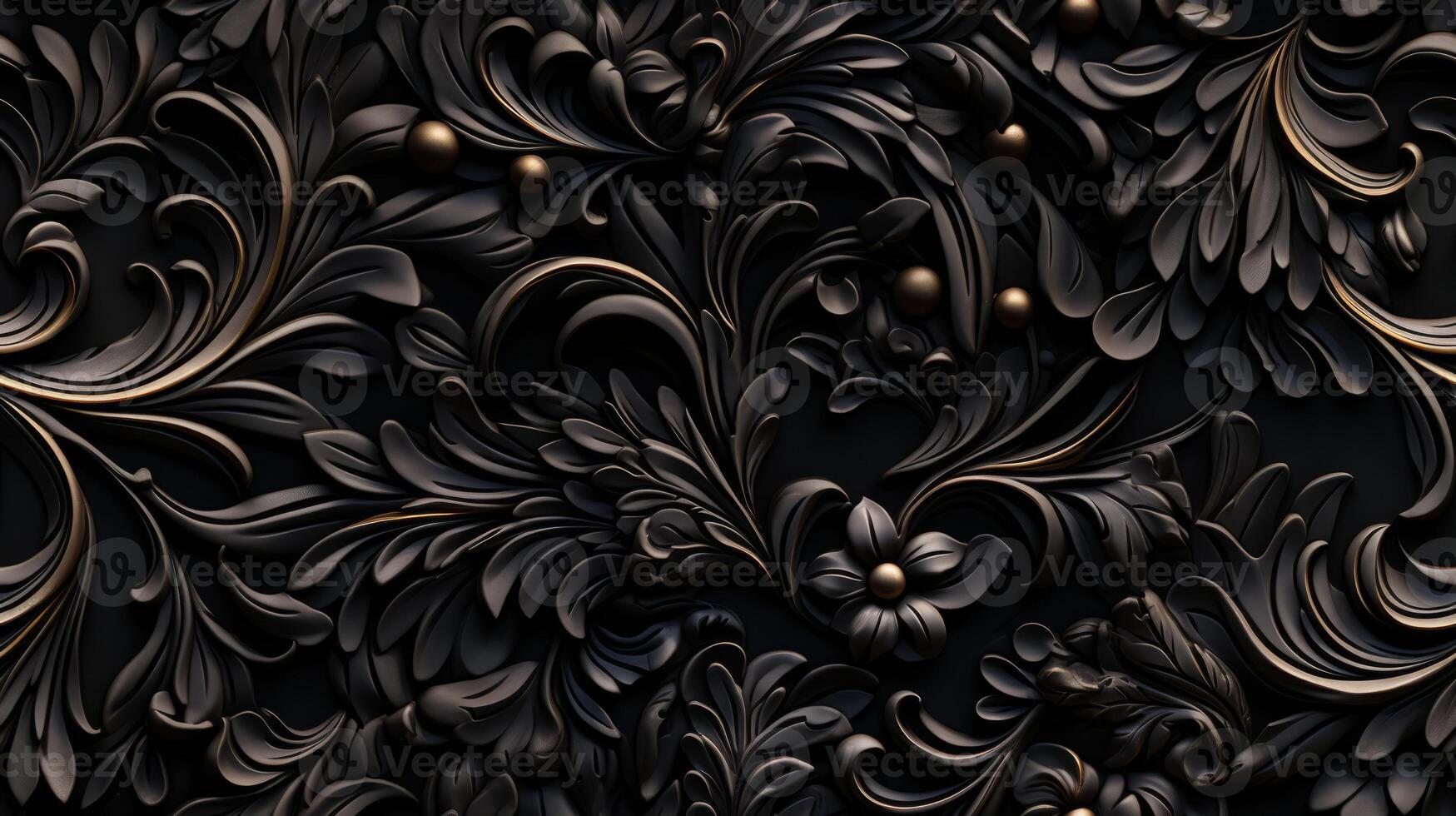 AI generated Seamless pattern Royal vintage Victorian Gothic background Rococo venzel and whorl photo