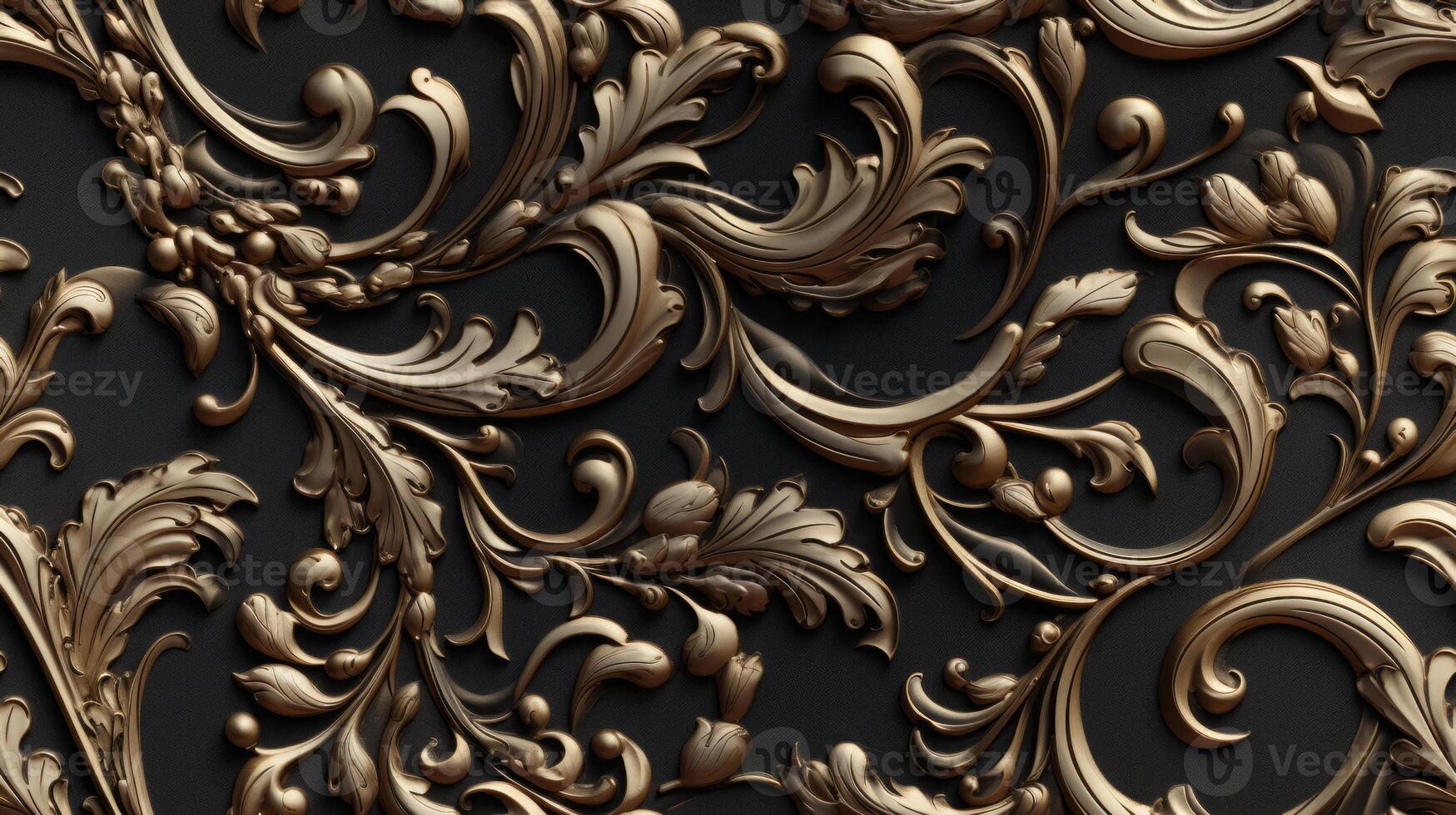 AI generated Seamless pattern Royal vintage Victorian Gothic background Rococo venzel and whorl photo