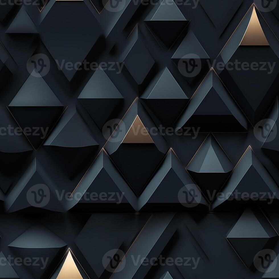 AI generated Dark black Geometric grid background Modern dark abstract texture seamless pattern photo