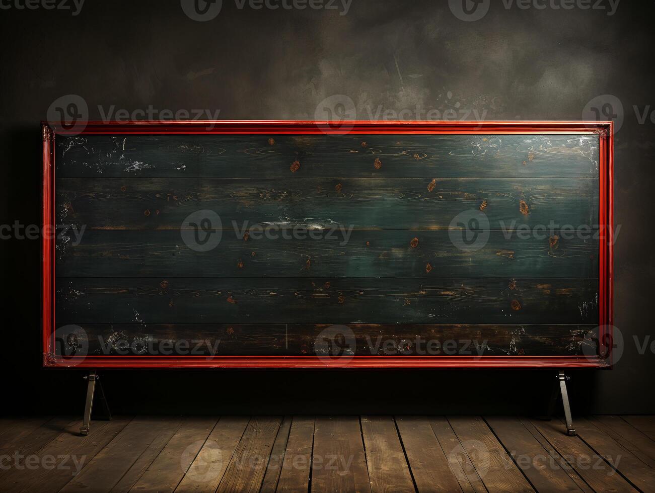 AI generated Empty wooden chalkboard on the wall Education concept with copy space photo