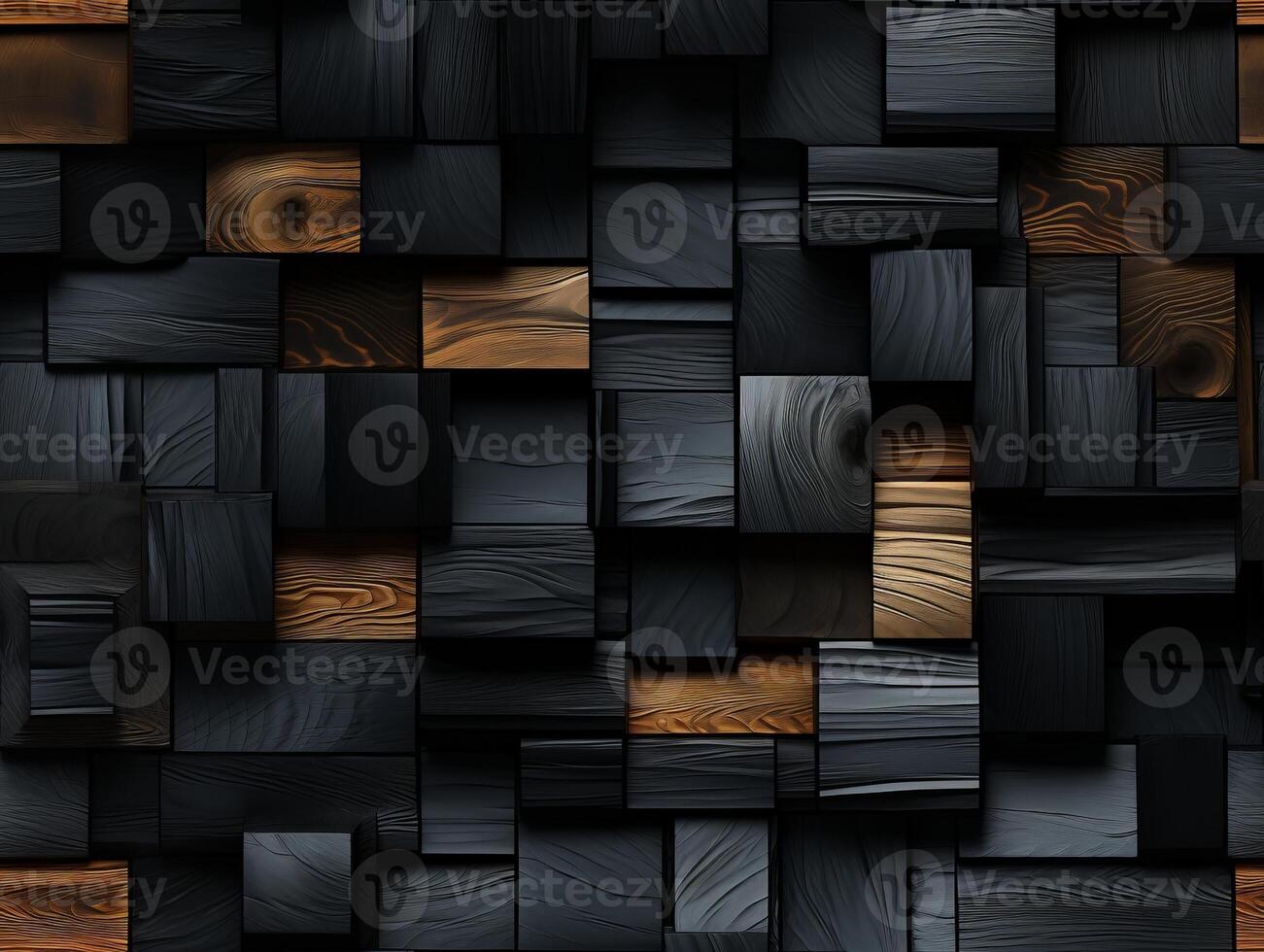 AI generated Dark black wooden Geometric grid background Modern dark abstract texture seamless pattern photo
